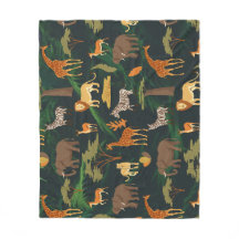 Exotic Tropical Jungle Animal Fleece Blanket