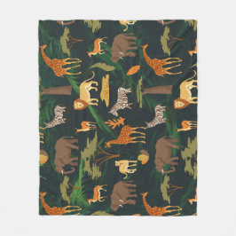 Exotic Tropical Jungle Animal Fleece Blanket