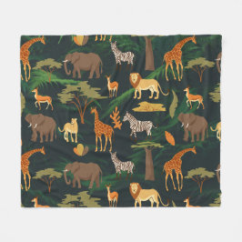 Exotic Tropical Jungle Animal Fleece Blanket