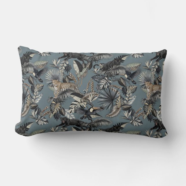 Exotic Tropical Jungle Pattern Panther Leopard Lumbarkudde (Framsida)