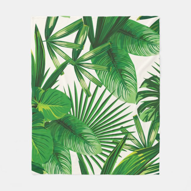 Exotic tropical natural green leaves composition o fleecefilt (Framsidan)