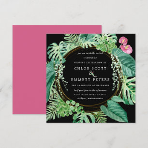 Exotic Tropical Rosa Blommigt Winter Wedding Inbjudningar