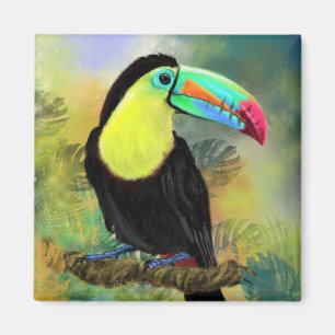 Exotic Tropical Toco Toucan Bird Magnet - Målning