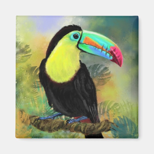 Exotic Tropical Toco Toucan Bird Magnet - Målning (Framsidan)
