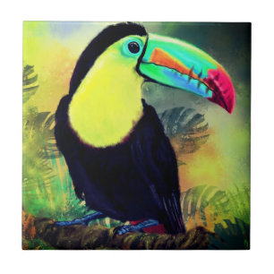 Exotic Tropical Toco Toucan Bird - Målning Kakelplatta