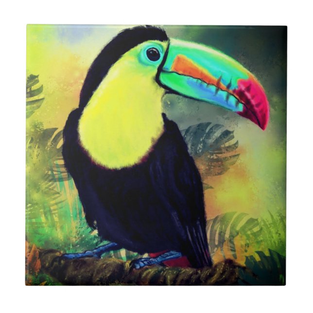 Exotic Tropical Toco Toucan Bird - Målning  Kakelplatta (Framsidan)