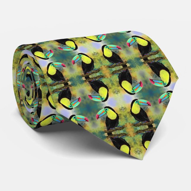 Exotic Tropical Toco Toucan Bird Neck Tie Slips (Rullad)