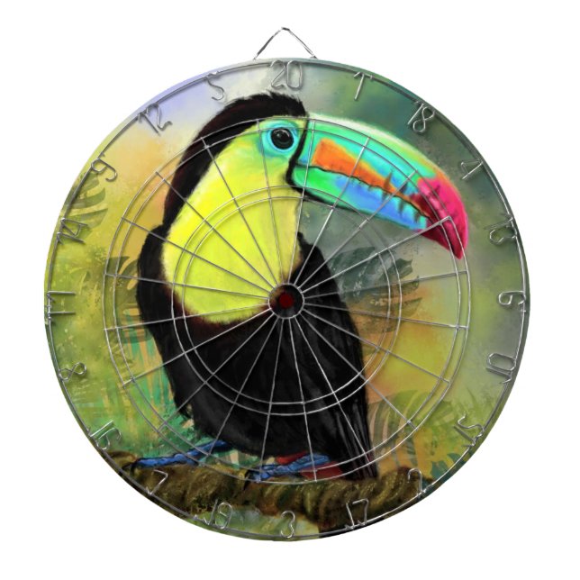 Exotic Tropical Toco Toucan Bird - Painting Miged Darttavla (Framsidan)