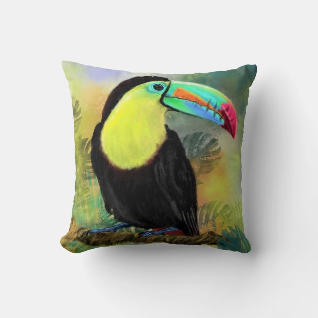 Exotic Tropical Toco Toucan Bird - Painting Miged Kudde (Framsida)