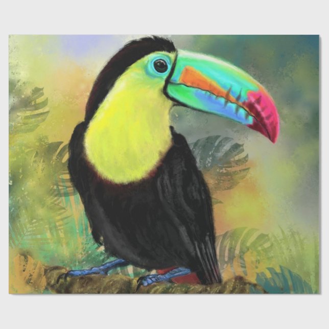 Exotic Tropical Toco Toucan Bird - Painting Miged Presentpapper (Platt)