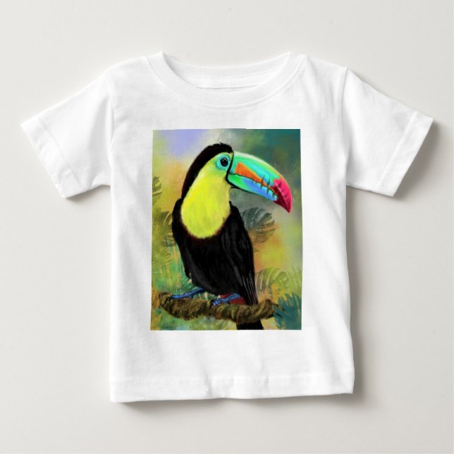 Exotic Tropical Toco Toucan Bird - Painting Miged T Shirt (Framsida)