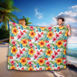 Exotic Watercolor Hawaiian Blommigt Fleecefilt