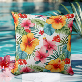 Exotic Watercolor Hawaiian Blommigt Kudde
