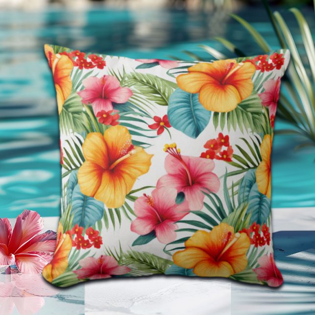 Exotic Watercolor Hawaiian Blommigt Kudde (Skapare uppladdad)