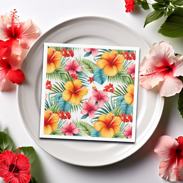 Exotic Watercolor Hawaiian Blommigt Pappersservett (Skapare uppladdad)