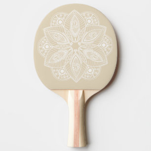 Exotic White Mandala på Beige Background Pingisracket