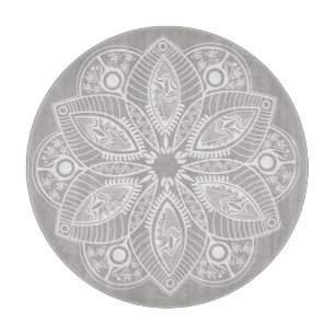 Exotic White Mandala på Grått Background