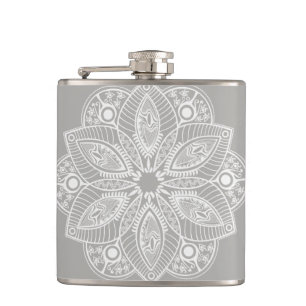 Exotic White Mandala på Grått Background Fickplunta
