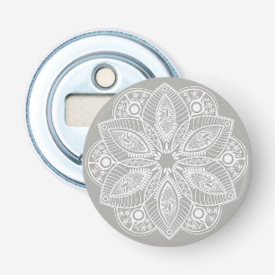 Exotic White Mandala på Grått Background Flasköppnare