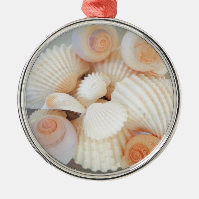 Exotic White Peach-Snäckor, sommarströ Julgransprydnad Metall (Framsidan)