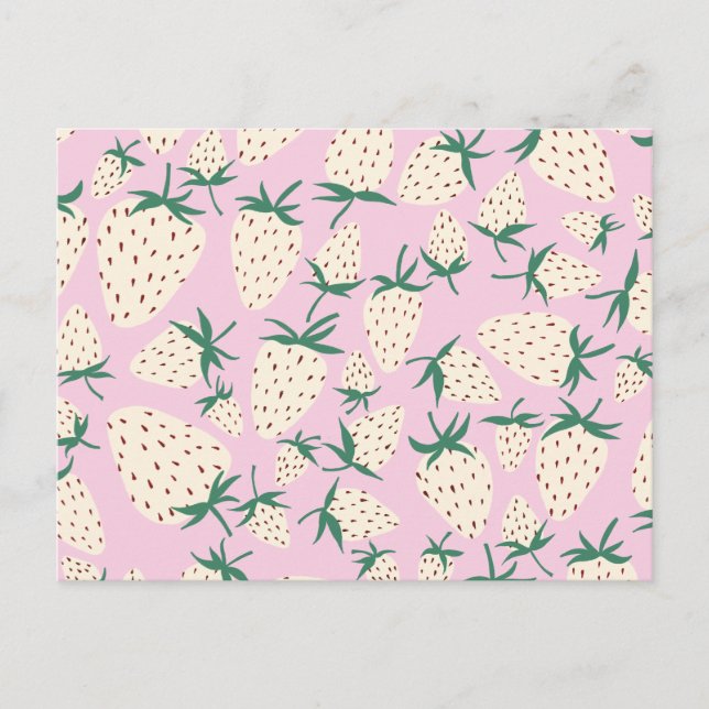 Exotic White Strawbär Kärlek Romantik Vänskap Vykort (Framsida)