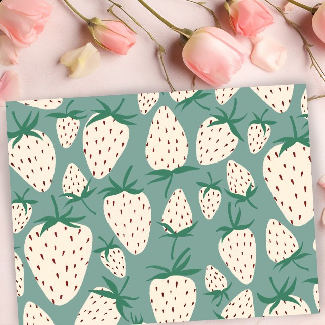 Exotic White Strawbär Kärlek Romantik Vänskap Vykort (Exotic White Strawberries Love Romance Friendship Valentine Galentine Postcard
)