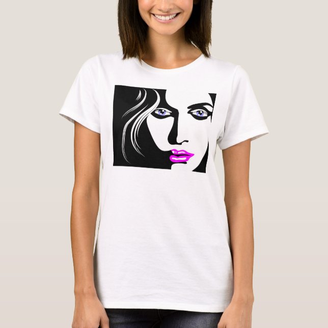 EXOTIC WOMAN ANSIKTE ART T-SHIRT (Framsida)