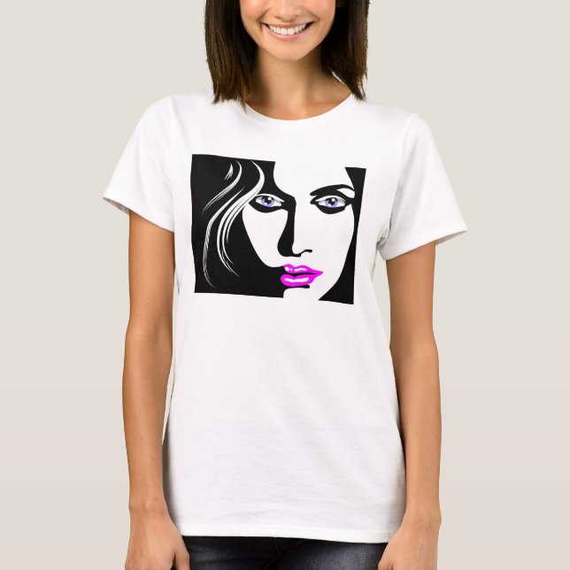 EXOTIC WOMAN ANSIKTE ART T-SHIRT (Framsida)