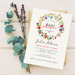 Exotic Woodland Wildblomme WandeBaby Shower Inbjudningar