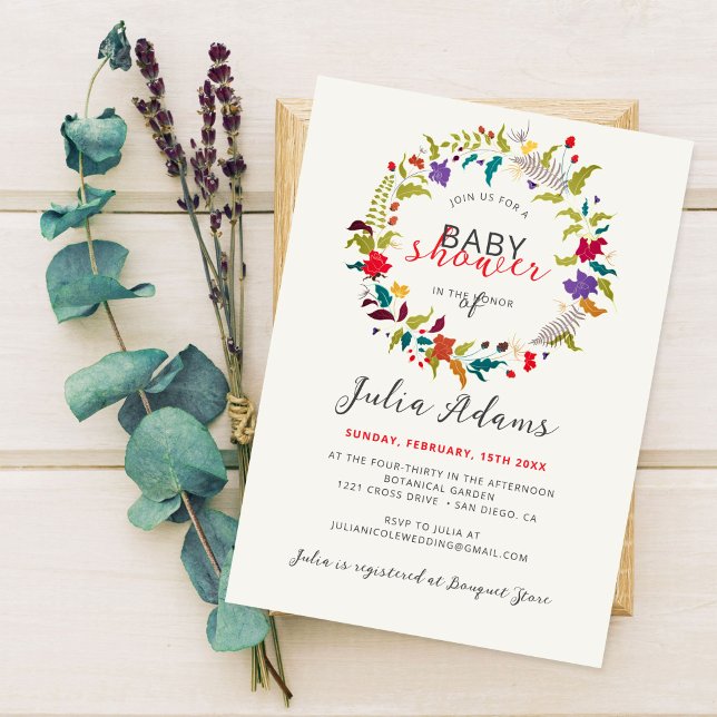 Exotic Woodland Wildblomme WandeBaby Shower Inbjudningar (Skapare uppladdad)