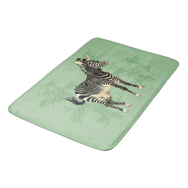 Exotic Zebra med Bamboo Bath Mat Badrumsmatta (Vinklad)