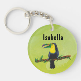 Exotischer Tucan mit Aquarell Hintergrund grün