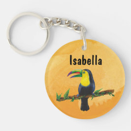 Exotischer Tucan mit Aquarell Hintergrund orange