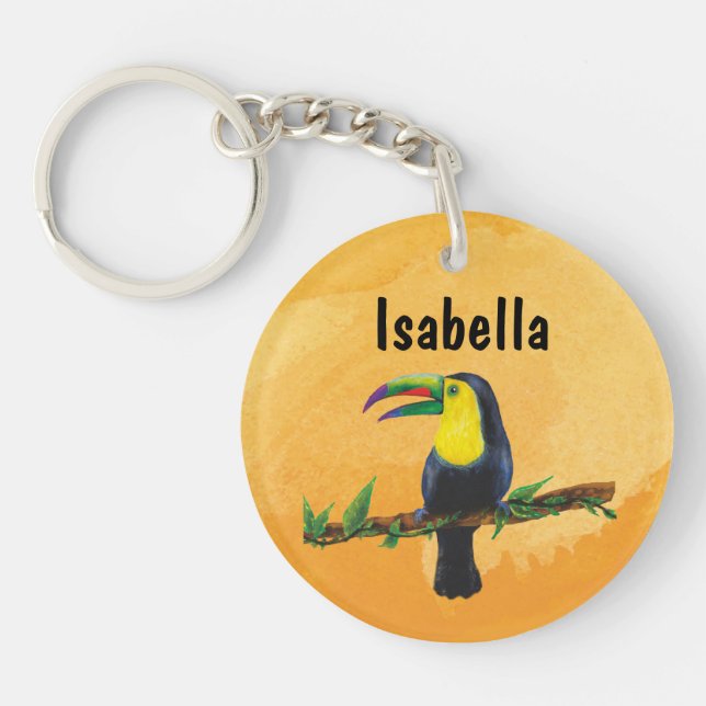 Exotischer Tucan mit Aquarell Hintergrund orange (Framsidan)