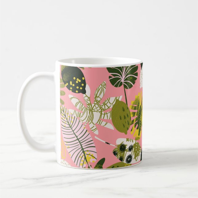 Exotisk abstrakt tropiska mönster med ljust färg kaffemugg (Vänster)