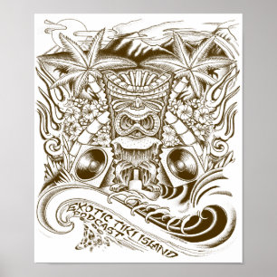 Exotisk affisch för Tiki öPodcast