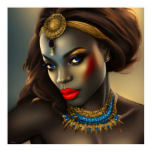 Exotisk afrikansk fantastisk kvinna röd huvudjuvel