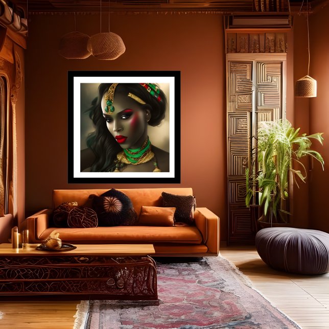 Exotisk afrikansk guillalutisk kvinna röd läppar g poster (Skapare uppladdad)