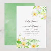 Exotisk akvarell Frangipani Blommig Bebis Shower