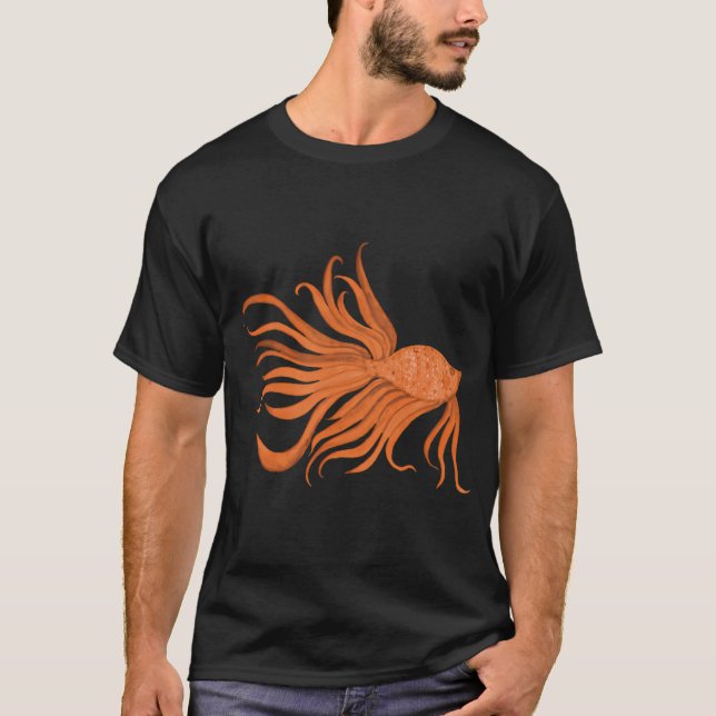 Exotisk akvarell orange fisk t shirt (Framsida)