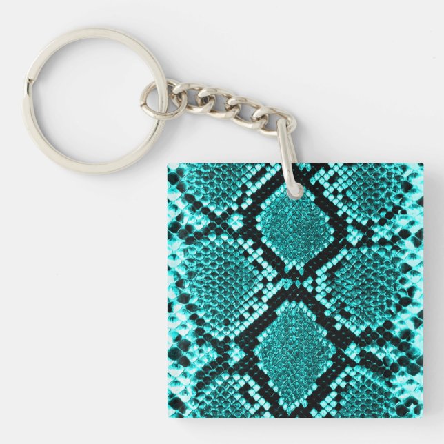 Exotisk Aqua Diamant Skallerorm Skinn Djurtryck (Framsidan)