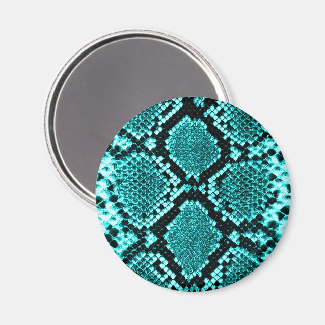 Exotisk Aqua Diamant Skallerorm Skinn Djurtryck Magnet (Front/Back)