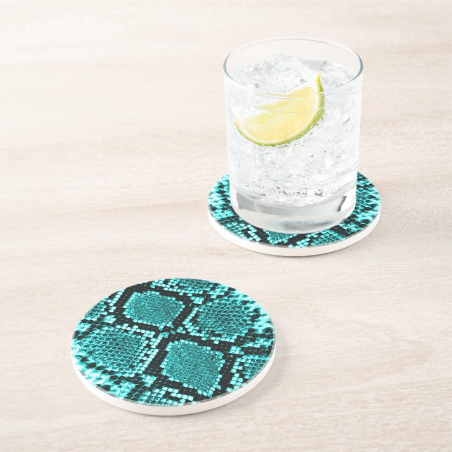 Exotisk Aqua Diamant Skallerorm Skinn Djurtryck Underlägg Sandsten (Sidan)