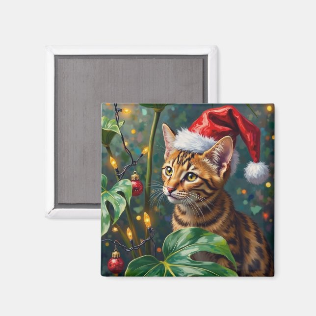 Exotisk Bengal Katt Djungel Jul Lekfull Konst Magnet (Front/Back)