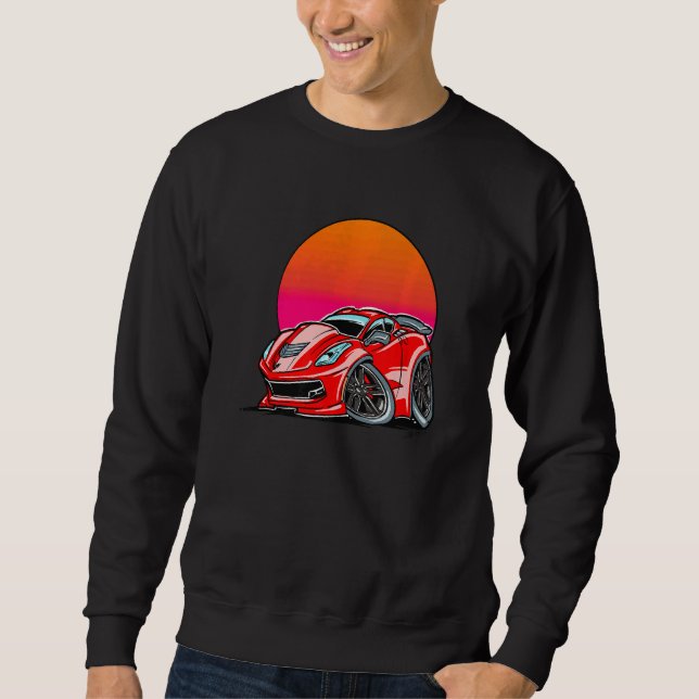Exotisk bil-Turbo-sport Sunset-bil Lång Ärmad Tröja (Framsida)