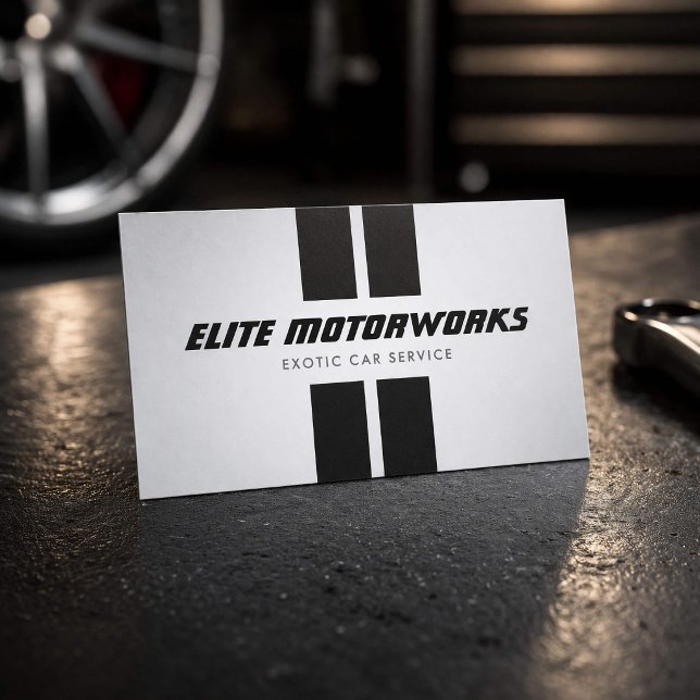 Exotisk bilservice Racingränder Grå Visitkort (Skapare uppladdad)