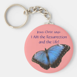 Exotisk blåfjäril nyckelring