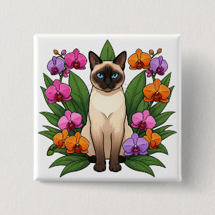 exotisk blomma siamesisk katt knapp