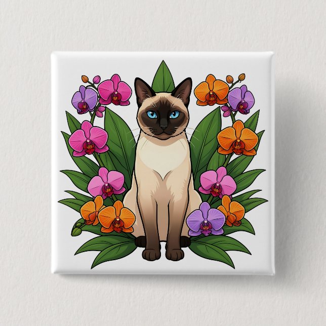 exotisk blomma siamesisk katt knapp (Framsida)