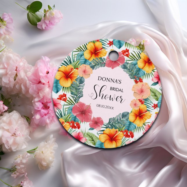 Exotisk Blommig Hawaian Bröllopsfest Gåvor Etiketter (Skapare uppladdad)